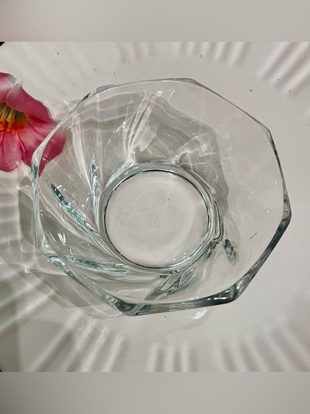 Vintage Heisey Glass Clear Twist Octagonal Nut Bowls Nappy Set of 6 - Diamond H